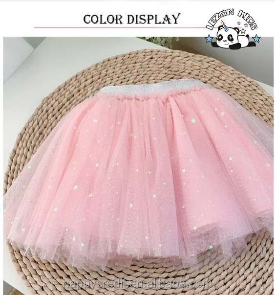 LEZONKIDS - OEM Customizable Girls' Spring Summer Three-Layer Tutu Dress Breathable Chiffon Mesh Star Skirt Parties Dance Little Girl Dress